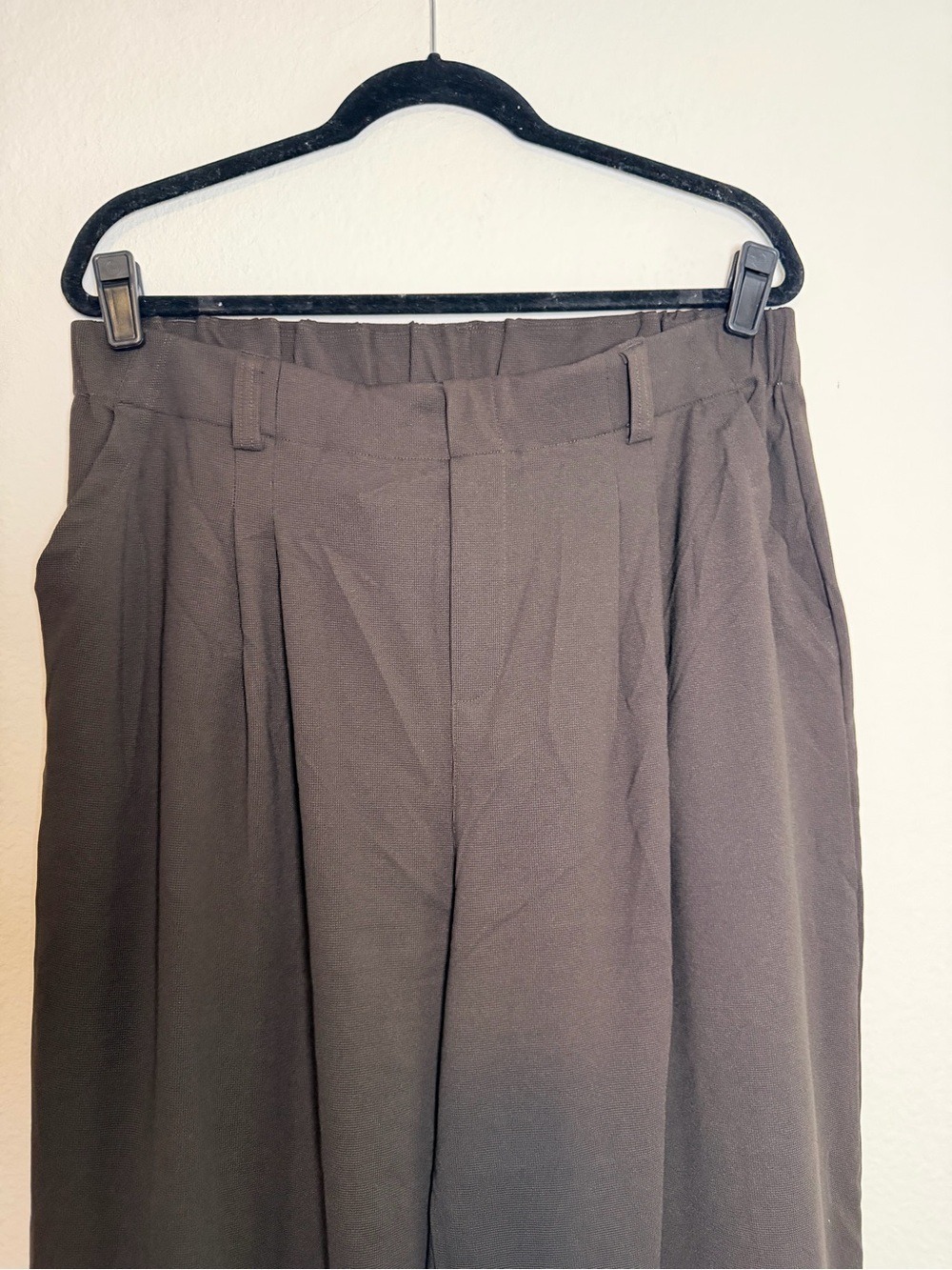 NWT Halara High Waisted Wide Leg Pleated Work Pants Brown XL Regular - Picture 9 of 10